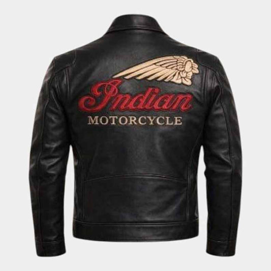 Indian men's black cowhide leather motorcycle jacket with CE armor - 3amoto shop