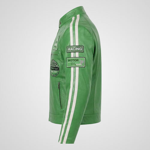 Motorcycle biker jacket with four exterior zippered pockets