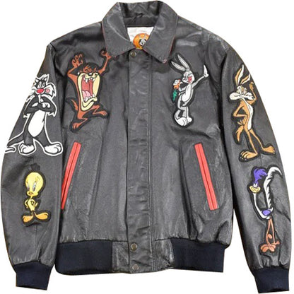 Shop Looney Tunes Patch Work Varsity Jacket - Free Shipping