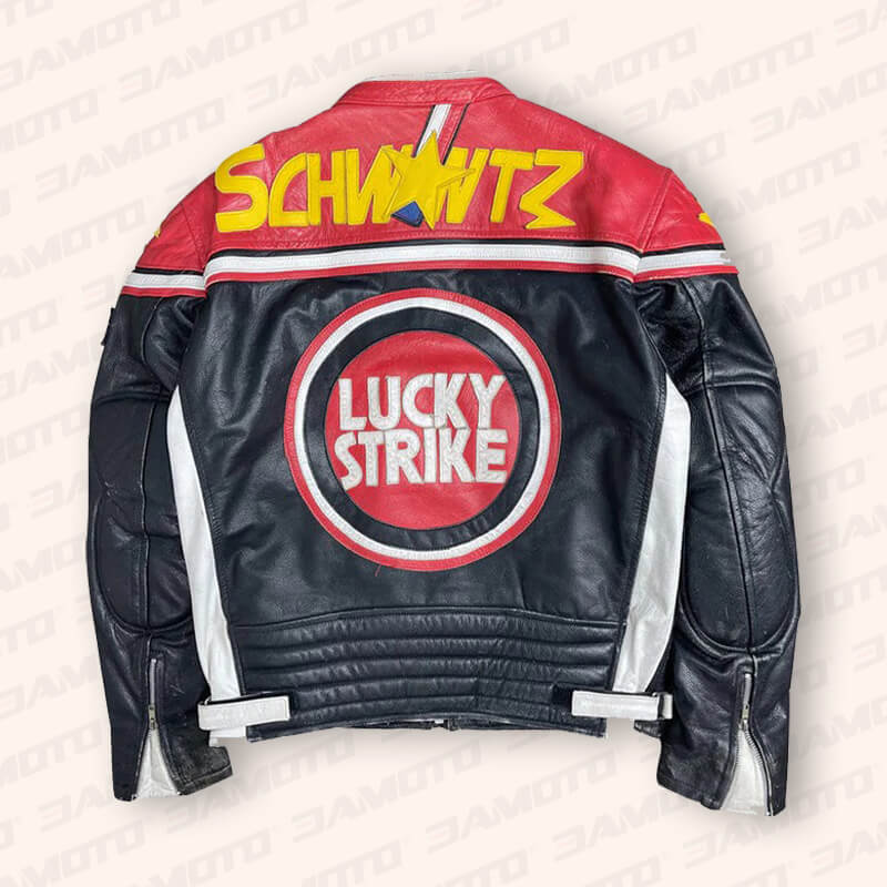 Lucky Strike Red & Black Leather Jacket - 3amoto