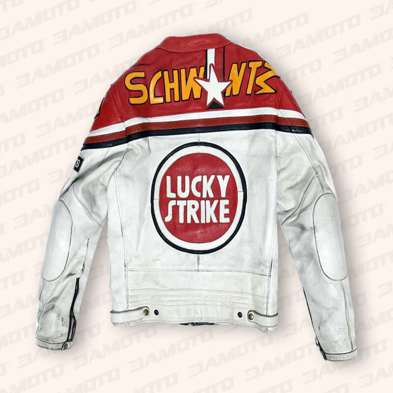 Lucky Strike Red & White Leather Jacket - 3amoto