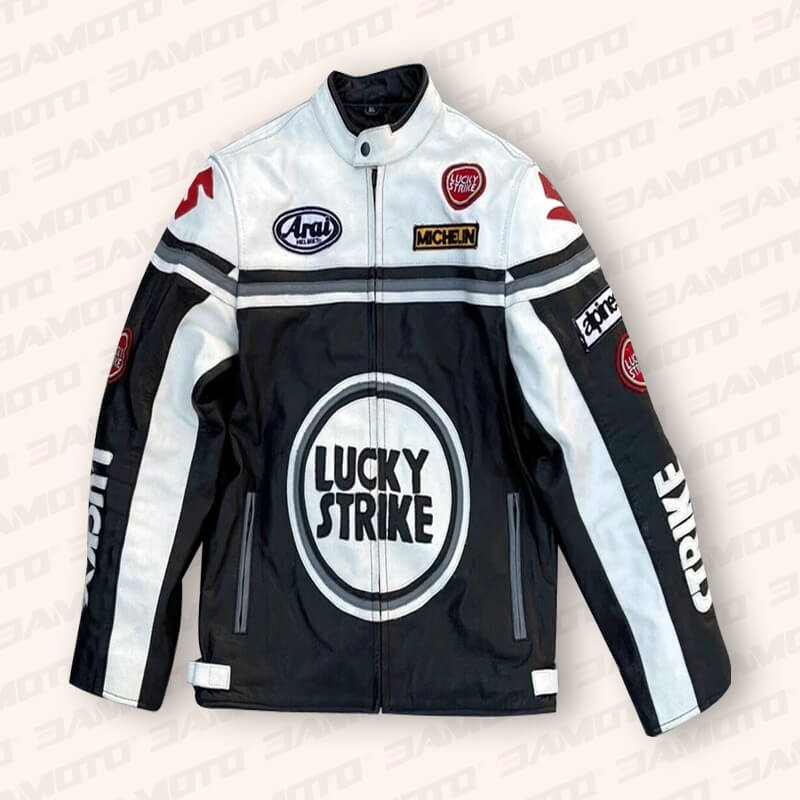 Lucky Strike Leather Jacket - Leather Riding Jacket | 3amoto