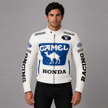 Max Biaggi Camel Honda Motorcycle Leather Motogp Jacket