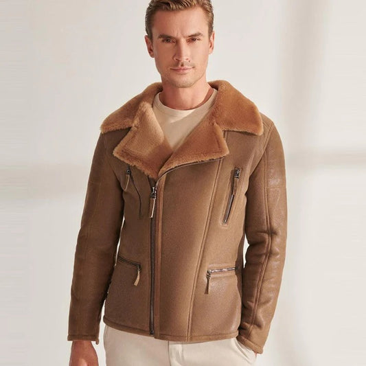 Men's B3 RAF Aviator Shearling Jacket - Flying Jacket - Fashion Leather Jackets USA - 3AMOTO