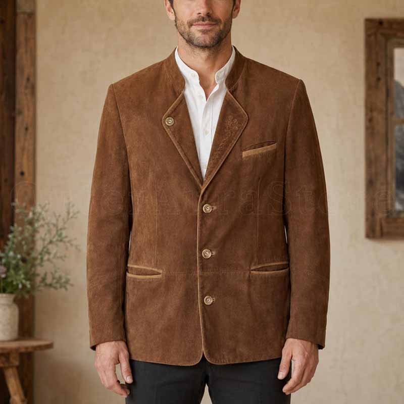 Men's Bavarian Trachten suede leather jacket by 3AMOTO
