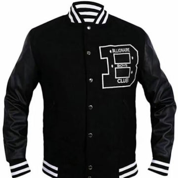 Fashion Mens Black-Green Lambskin Letter Patched Leather Varsity Bomber Jacket | PalaLeather, Black Sleeves / Xs