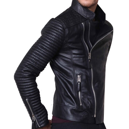 Men's Biker Leather Jacket - Fashion Leather Rider Jacket