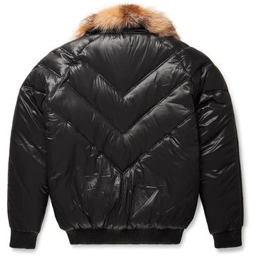 MEN LEATHER PUFFER BOMBER- BLACK (BLACK FUR) – DaRucci Leather