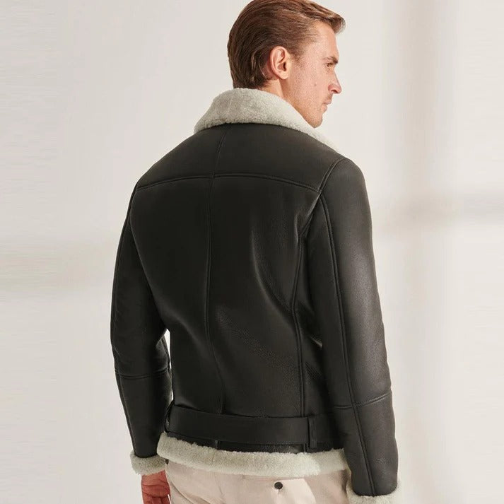 Men's Black RAF B3 Shearling Aviator Jacket - Sheepskin Jacket