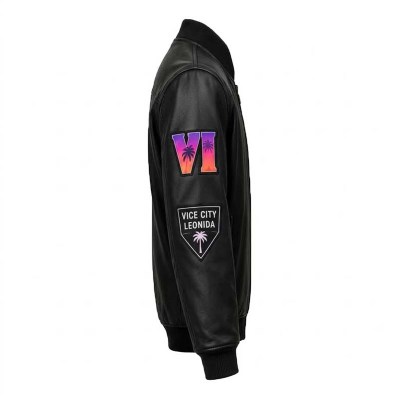 men’s black retro patch bomber jacket