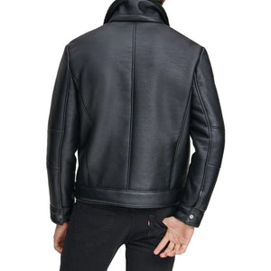 Men's Black Shearling Sheepskin Leather Jacket
