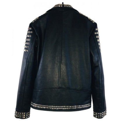 Men's Black Studded Punk Style Biker Leather Jacket