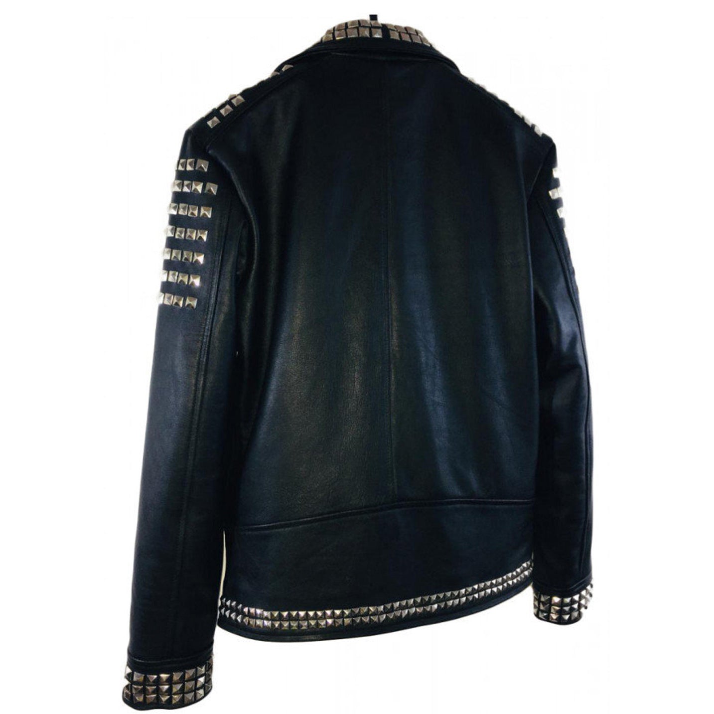 Men's Black Studded Punk Style Biker Leather Jacket