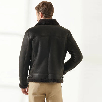 Men's Brown Aviator Shearling Jacket - Brown Jacket