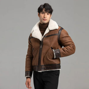 Men's Brown B3 Shearling Flight Jacket - Sheepskin Coat