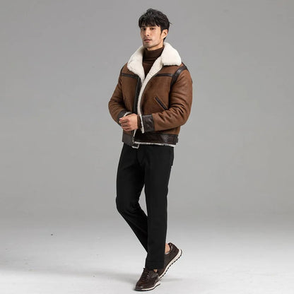 Men's Brown B3 Shearling Flight Jacket - Sheepskin Coat