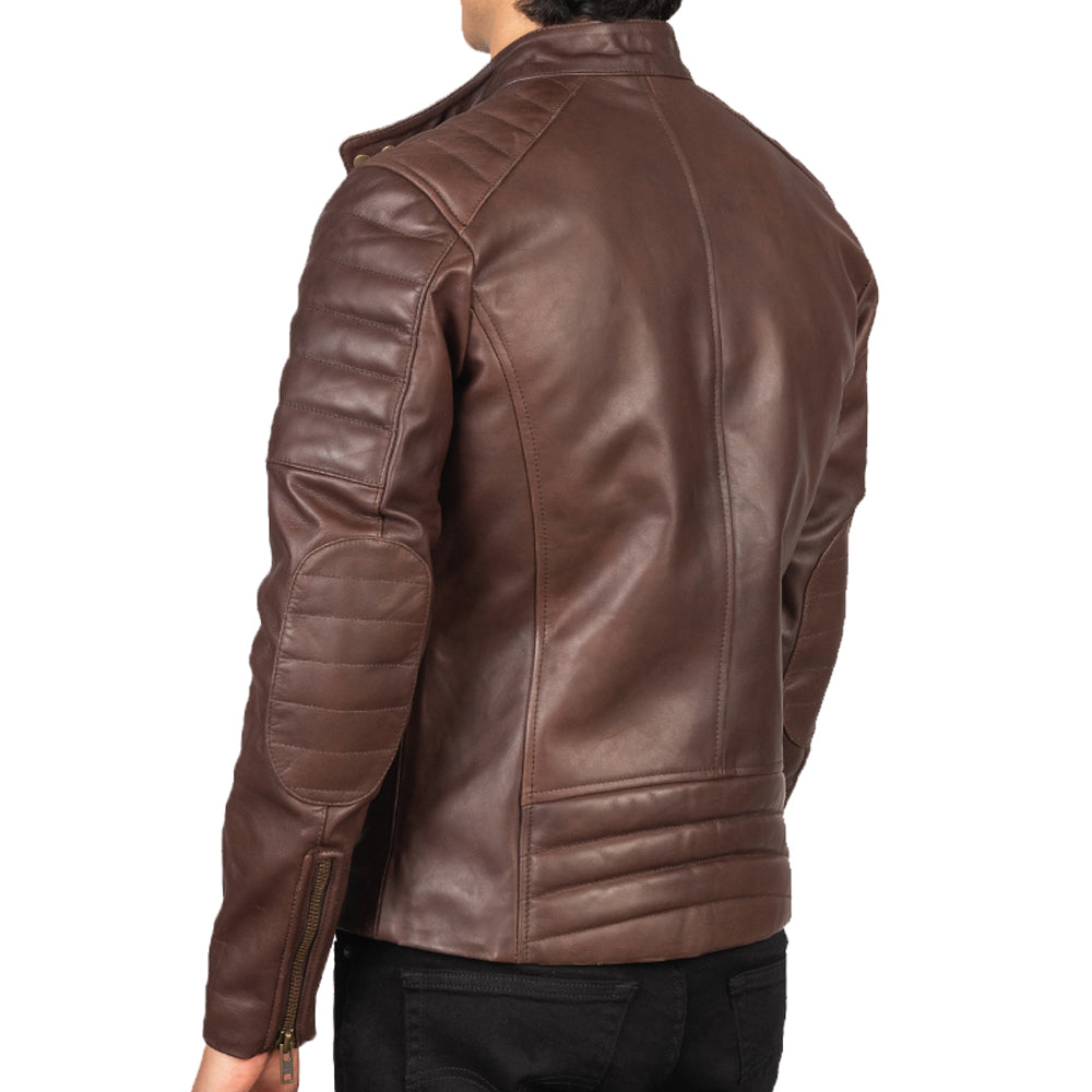 Men's Brown Leather Biker Fashion Jacket - Motorcycle Jacket