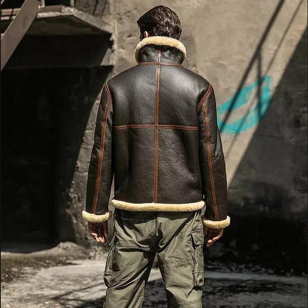 Shop Men's Brown Shearling Flight Jacket - Leather Merino