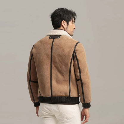 Men's Brown Sheepskin Shearling Jacket - Brown Leather Jacket