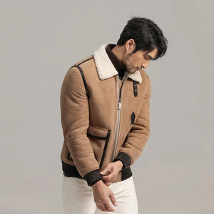 Men's Brown Sheepskin Shearling Jacket - Brown Leather Jacket