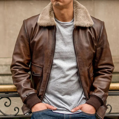 Chocolate Brown G-1 Flight Leather Bomber Jacket