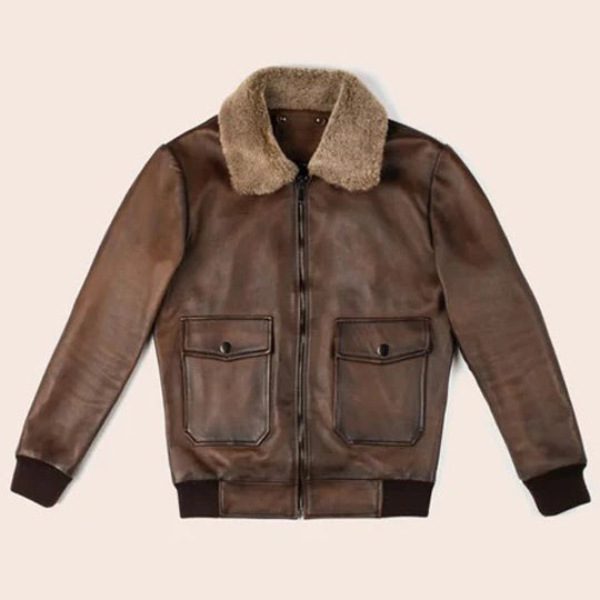 Men's Chocolate Brown G-1 Flight Leather Bomber Jacket