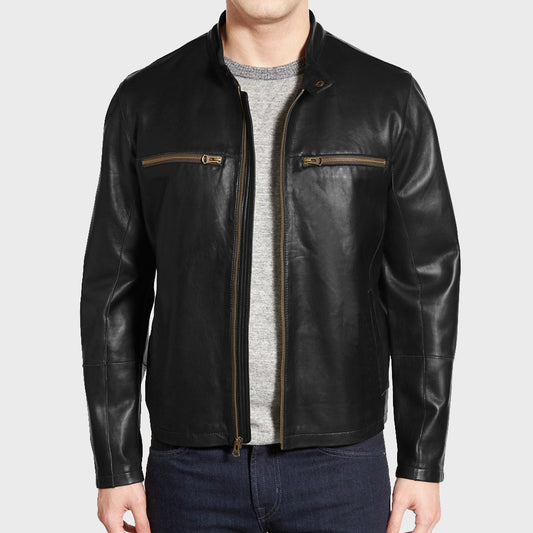 Men's Classy Lambskin Leather Moto Jacket - Biker Jacket - Fashion Leather Jackets USA - 3AMOTO