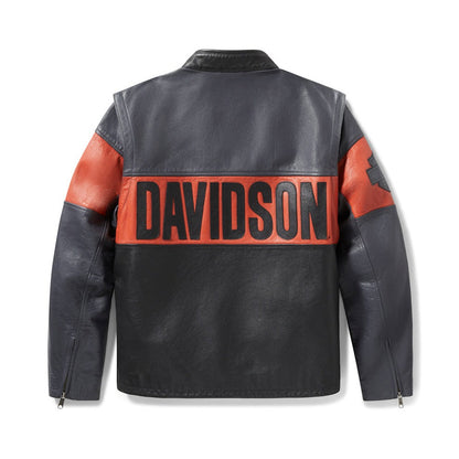 Men’s 2-in-1 leather riding vest showing the sleeveless convertible design.