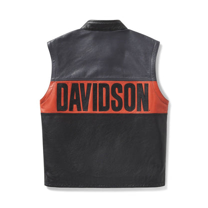Detail of the concealed shoulder zipper used to detach the leather jacket sleeves.