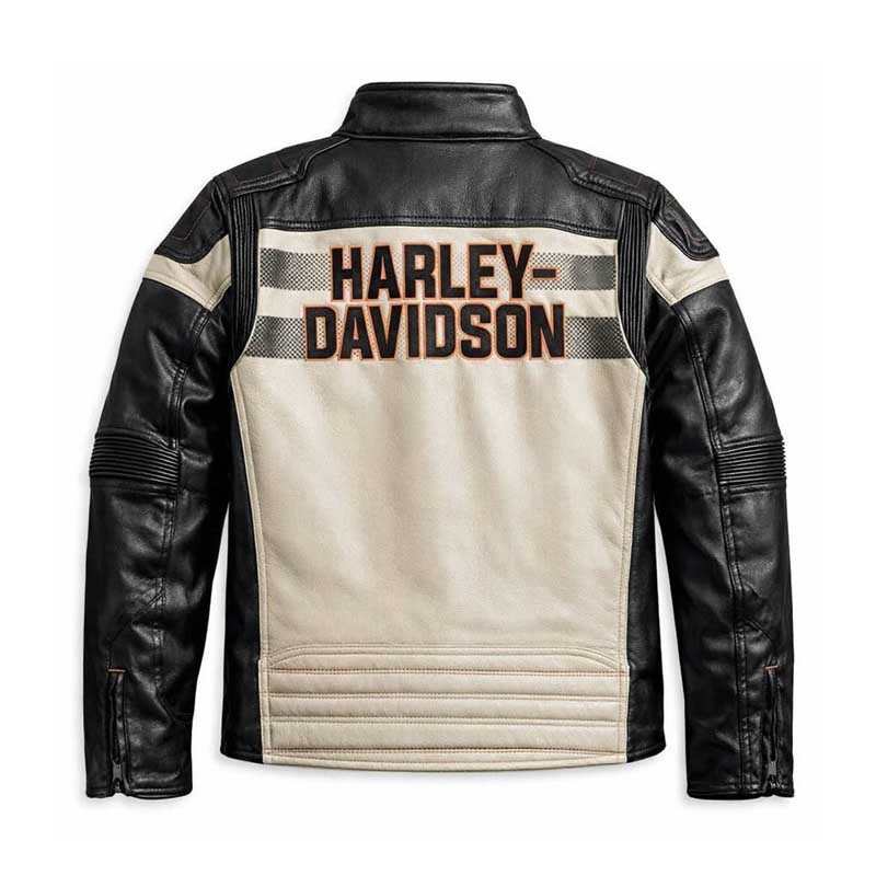 Harley-Davidson Windale cowhide motorcycle jacket with four zippered pockets.