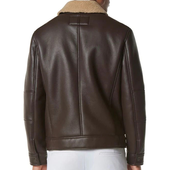 Men's Dark Brown Sheepskin Leather Jacket - Brown Jacket