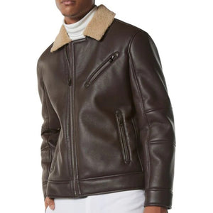 Men's Dark Brown Sheepskin Leather Jacket - Brown Jacket