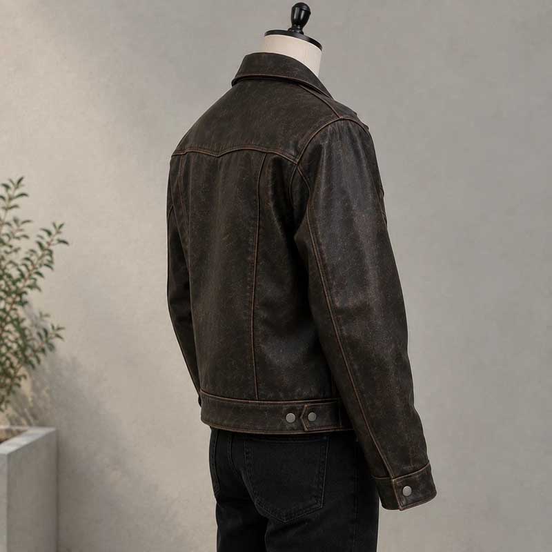 Men's retro Western-style jacket featuring front button closure.