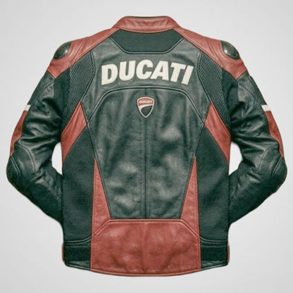 Ducati Corse inspired leather racing jacket for men