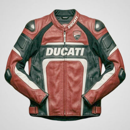 Men’s Ducati Corse inspired genuine cowhide leather motorcycle jacket