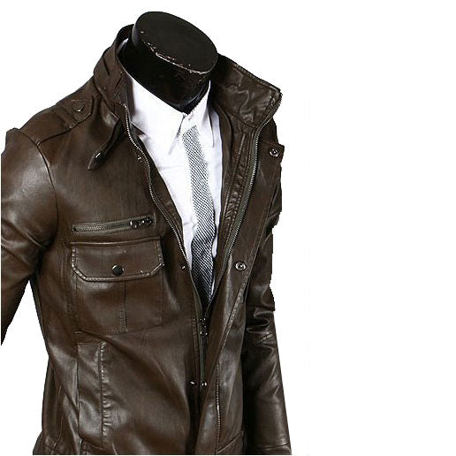 Men's Elegant Brown Biker Leather Motorcycle Jacket