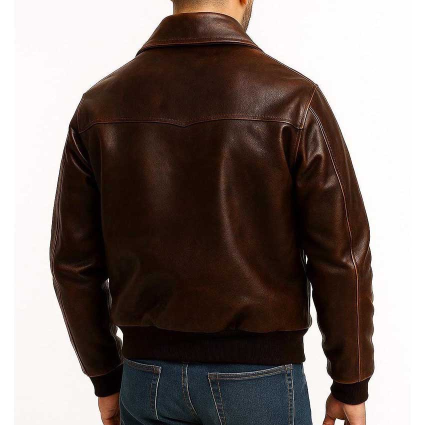 Handmade men's lambskin leather aviator flight coat
