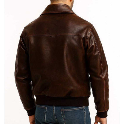 Handmade men's lambskin leather aviator flight coat