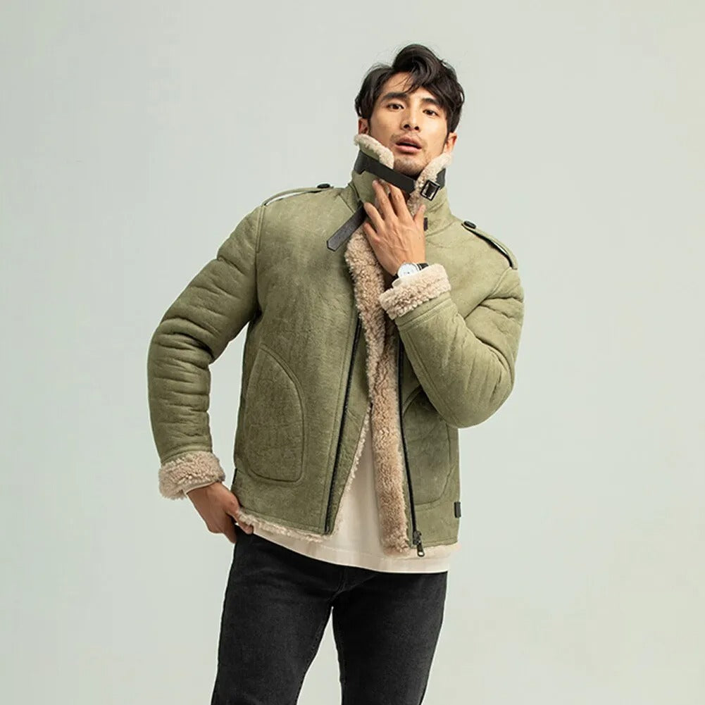 Shop Men's Green Shearling B3 Pilot Jacket - Casual Coat