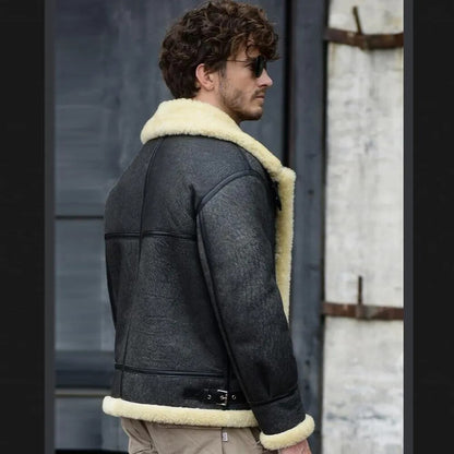 Men's Grey Merino Sheepskin Shearling Jacket