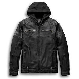Men's Harley Davidson Biker Leather Jacket with Hood