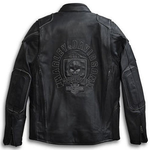 Men's Harley Davidson Biker Leather Jacket with Skull Logo