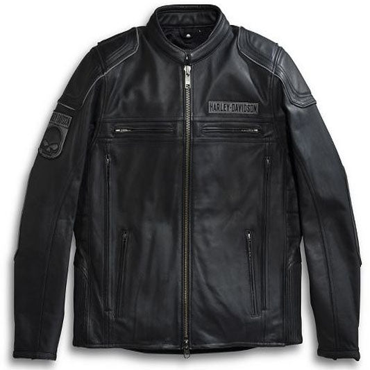 Men's Harley Davidson Biker Leather Jacket with Skull Logo - Fashion Leather Jackets USA - 3AMOTO