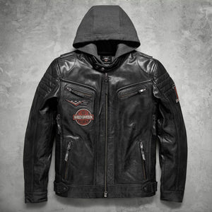 Shop Men's Harley Davidson Distressed Slim Fit Leather Jacket - Black
