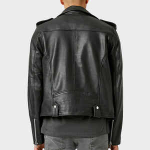 Men's Leather Biker Jacket - Leather Motorcycle Jacket