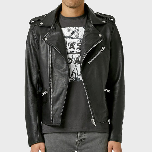 Men's Leather Biker Jacket - Leather Motorcycle Jacket - Fashion Leather Jackets USA - 3AMOTO