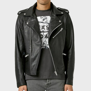 Men's Leather Biker Jacket - Leather Motorcycle Jacket