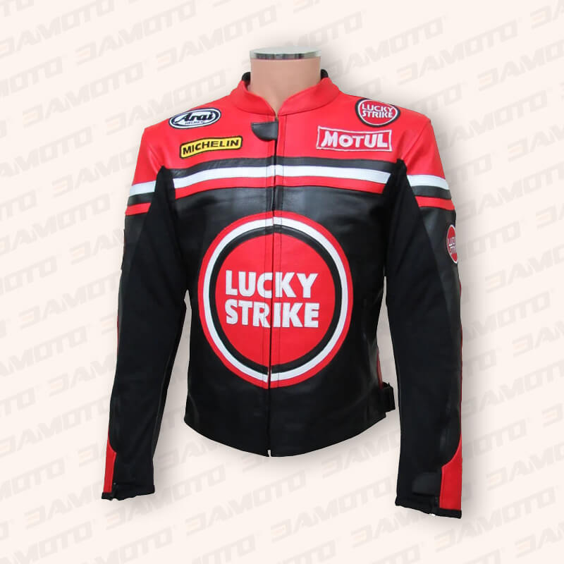 Men's Lucky Strike Leather Motorcycle Jacket - 3AMOTO