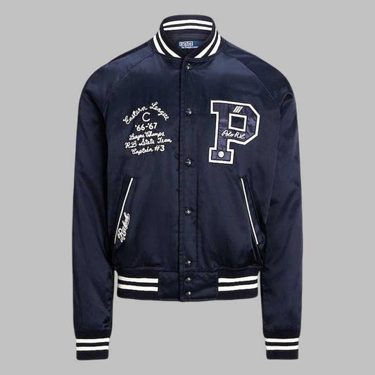 mens navy P letterman varsity jacket - 3amoto shop