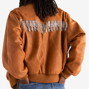 New Brown Cowboy Style Fringes Leather Jacket for Men